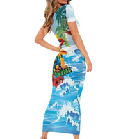 Funny Parrot Margarita Five O'clock Somewhere Short Sleeve Bodycon Dress LT9 - Polynesian Pride