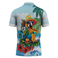 Funny Parrot Margarita Five O'clock Somewhere Zipper Polo Shirt LT9 - Polynesian Pride