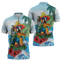 Funny Parrot Margarita Five O'clock Somewhere Zipper Polo Shirt LT9 - Polynesian Pride