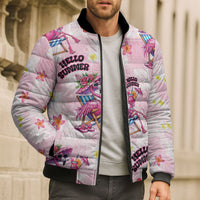 Hawaii Flamingo Hello Summer Bomber Puffer Jacket Hawaiian Quilt Pattern