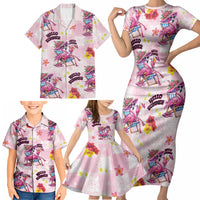 Hawaii Flamingo Hello Summer Family Matching Short Sleeve Bodycon Dress and Hawaiian Shirt Hawaiian Quilt Pattern LT9 - Polynesian Pride