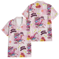 Hawaii Flamingo Hello Summer Family Matching Short Sleeve Bodycon Dress and Hawaiian Shirt Hawaiian Quilt Pattern LT9 Dad's Shirt - Short Sleeve Pink - Polynesian Pride