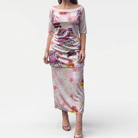 Hawaii Flamingo Hello Summer Puletasi Hawaiian Quilt Pattern LT9 Long Dress Pink - Polynesian Pride