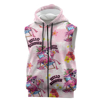 Hawaii Flamingo Hello Summer Sleeveless Zip Hoodie Hawaiian Quilt Pattern
