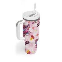 Hawaii Flamingo Hello Summer Tumbler With Handle Hawaiian Quilt Pattern