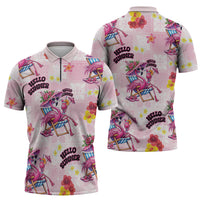 Hawaii Flamingo Hello Summer Zipper Polo Shirt Hawaiian Quilt Pattern LT9 - Polynesian Pride
