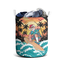 Vintage Santa Claus Surfing Summer Laundry Basket Mele Kalikimaka i Iulai!