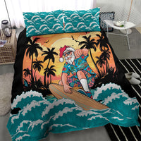 Vintage Santa Claus Surfing Summer Bedding Set Mele Kalikimaka i Iulai!