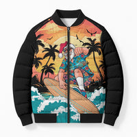 Vintage Santa Claus Surfing Summer Bomber Puffer Jacket Mele Kalikimaka i Iulai!