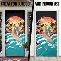 Vintage Santa Claus Surfing Summer Door Cover Mele Kalikimaka i Iulai!