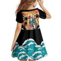 Vintage Santa Claus Surfing Summer Family Matching Off Shoulder Maxi Dress and Hawaiian Shirt Mele Kalikimaka i Iulai! LT9 - Polynesian Pride