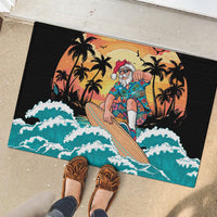 Vintage Santa Claus Surfing Summer Rubber Doormat Mele Kalikimaka i Iulai!