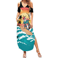 Vintage Santa Claus Surfing Summer Summer Maxi Dress Mele Kalikimaka i Iulai!