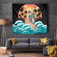 Vintage Santa Claus Surfing Summer Tapestry Mele Kalikimaka i Iulai!