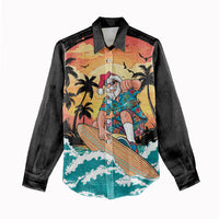 Vintage Santa Claus Surfing Summer Women Casual Shirt Mele Kalikimaka i Iulai!