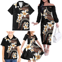 Vintage Plumeria Pacific Floral Family Matching Off The Shoulder Long Sleeve Dress and Hawaiian Shirt LT9 - Polynesian Pride