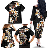 Vintage Plumeria Pacific Floral Family Matching Off The Shoulder Long Sleeve Dress and Hawaiian Shirt LT9 - Polynesian Pride