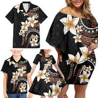 Vintage Plumeria Pacific Floral Family Matching Off Shoulder Short Dress and Hawaiian Shirt LT9 - Polynesian Pride