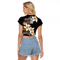 Vintage Plumeria Pacific Floral Raglan Cropped T Shirt