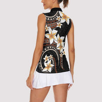 Vintage Plumeria Pacific Floral Women Sleeveless Polo Shirt
