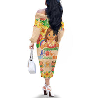Kawaii Hula Girls Family Matching Off The Shoulder Long Sleeve Dress and Hawaiian Shirt Aloha Hibiscus Flowers LT9 - Polynesian Pride