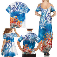 Hibiscus Turtle Tattoo Coral Reef Family Matching Summer Maxi Dress and Hawaiian Shirt with Polynesian Tribal LT9 - Polynesian Pride