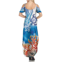 Hibiscus Turtle Tattoo Coral Reef Family Matching Summer Maxi Dress and Hawaiian Shirt with Polynesian Tribal LT9 - Polynesian Pride