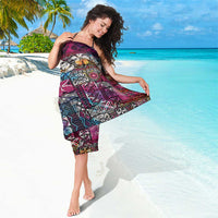 Pacific Hibiscus Tapa Tribal Vintage Sarong Pink Motif