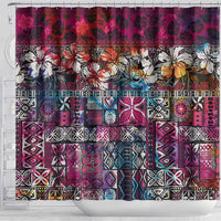 Pacific Hibiscus Tapa Tribal Vintage Shower Curtain Pink Motif LT9 - Polynesian Pride