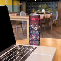 Pacific Hibiscus Tapa Tribal Vintage Skinny Tumbler Pink Motif