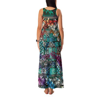 Pacific Hibiscus Tapa Tribal Vintage Family Matching Tank Maxi Dress and Hawaiian Shirt Turquoise Motif LT9 - Polynesian Pride