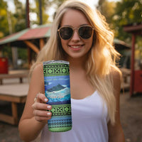 Personalised Fiji Viti Levu Skinny Tumbler Tagimoucia and Tapa Tribal Pattern