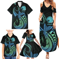 Personalised Hawaii Kure Atoll Family Matching Summer Maxi Dress and Hawaiian Shirt Holaniku Coral Reef with Polynesian Tribal LT9 - Polynesian Pride