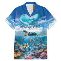 Personalised Palau Kayangel Atoll Family Matching Mermaid Dress and Hawaiian Shirt Turtle With Coral Reef Under Water LT9 Dad's Shirt - Short Sleeve Blue - Polynesian Pride