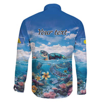 Personalised Palau Kayangel Atoll Family Matching Mermaid Dress and Hawaiian Shirt Turtle With Coral Reef Under Water LT9 - Polynesian Pride