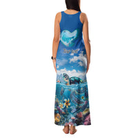 Personalised Palau Kayangel Atoll Family Matching Tank Maxi Dress and Hawaiian Shirt Turtle With Coral Reef Under Water LT9 - Polynesian Pride
