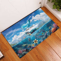 Personalised Palau Kayangel Atoll Rubber Doormat Turtle With Coral Reef Under Water