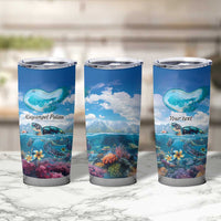 Personalised Palau Kayangel Atoll Tumbler Cup Turtle With Coral Reef Under Water LT9 - Polynesian Pride