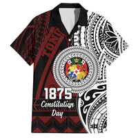 Personalised Tonga Constitution Day 1875 Family Matching Off The Shoulder Long Sleeve Dress and Hawaiian Shirt Polynesian Tribal Tattoo LT9 Dad's Shirt - Short Sleeve Red - Polynesian Pride