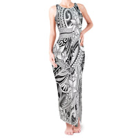 Polynesia Tank Maxi Dress Tribal Polynesian Spirit With White Pacific Flowers LT9 Women White - Polynesian Pride