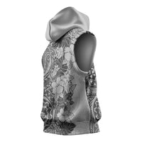 Polynesia Sleeveless Hoodie Hibiscus Hawaiian Tribal Tattoo Retro Gray LT9 - Polynesian Pride