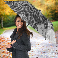 Polynesia Umbrella Hibiscus Hawaiian Tribal Tattoo Retro Gray - Polynesian Pride
