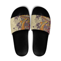 Polynesia Slide Sandals Hibiscus Hawaiian Tribal Tattoo Retro Tan - Polynesian Pride