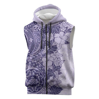 Polynesia Sleeveless Zip Hoodie Hibiscus Hawaiian Tribal Tattoo Retro Violet LT9 Violet - Polynesian Pride
