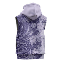Polynesia Sleeveless Zip Hoodie Hibiscus Hawaiian Tribal Tattoo Retro Violet LT9 - Polynesian Pride