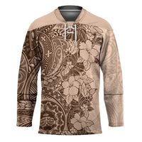 Polynesia Hockey Jersey Hibiscus Hawaiian Tribal Tattoo Retro Pink Pastel - Polynesian Pride