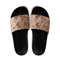 Polynesia Slide Sandals Hibiscus Hawaiian Tribal Tattoo Retro Pink Pastel - Polynesian Pride