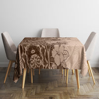 Polynesia Tablecloth Hibiscus and Hawaiian Tribal Tattoo Retro Style Pink Pastel LT9 - Polynesian Pride