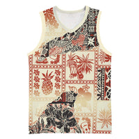 Hawaii Beige Version Basketball Jersey Aloha Tribal Pattern - Polynesian Pride