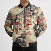 Hawaii Beige Version Bomber Puffer Jacket Aloha Tribal Pattern - Polynesian Pride